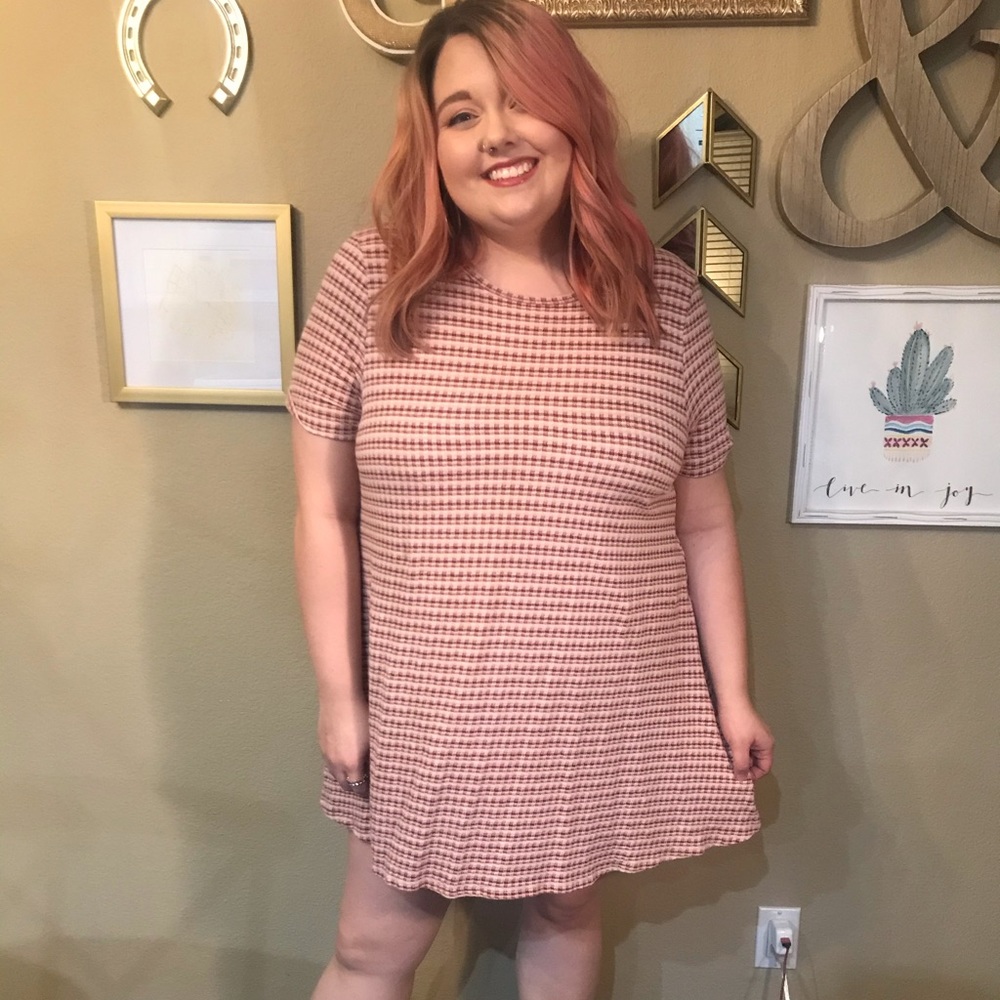 Mini plaid dress in blush/rust/burgundy